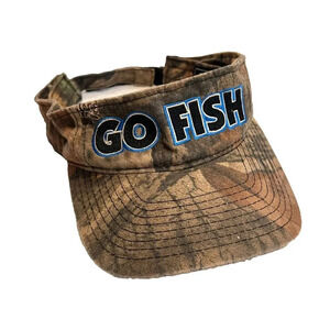 Advantage Men Brown Camouflage Go Fish Visor Hat Embroidered Fishing Outdoor